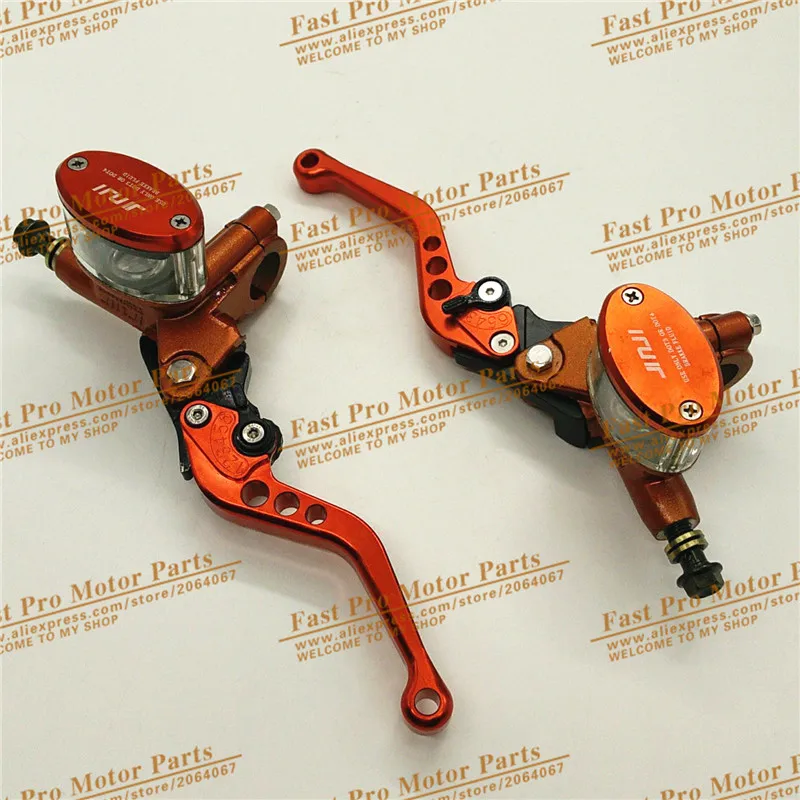 Hydraulic Brake Lever Left and Right for Electric motorcycle scooter  CNC aluminum 5 adjuster lever M10 oil hose Orange colour