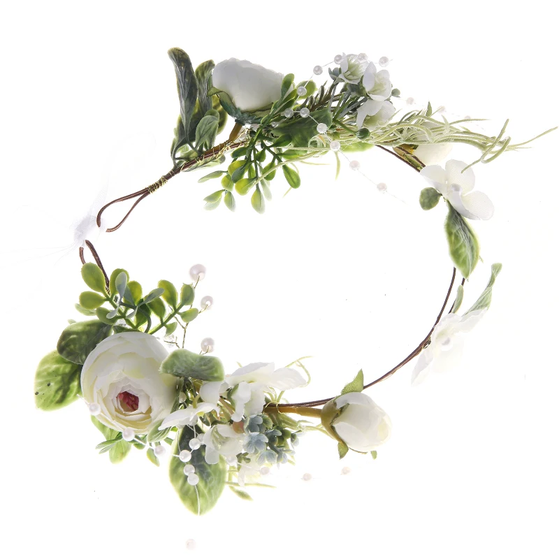 Women Wedding Party Headwear Hair Accessories Girl Flower Wreath Crown Festival Headband Headdress Adjustable Floral Garland