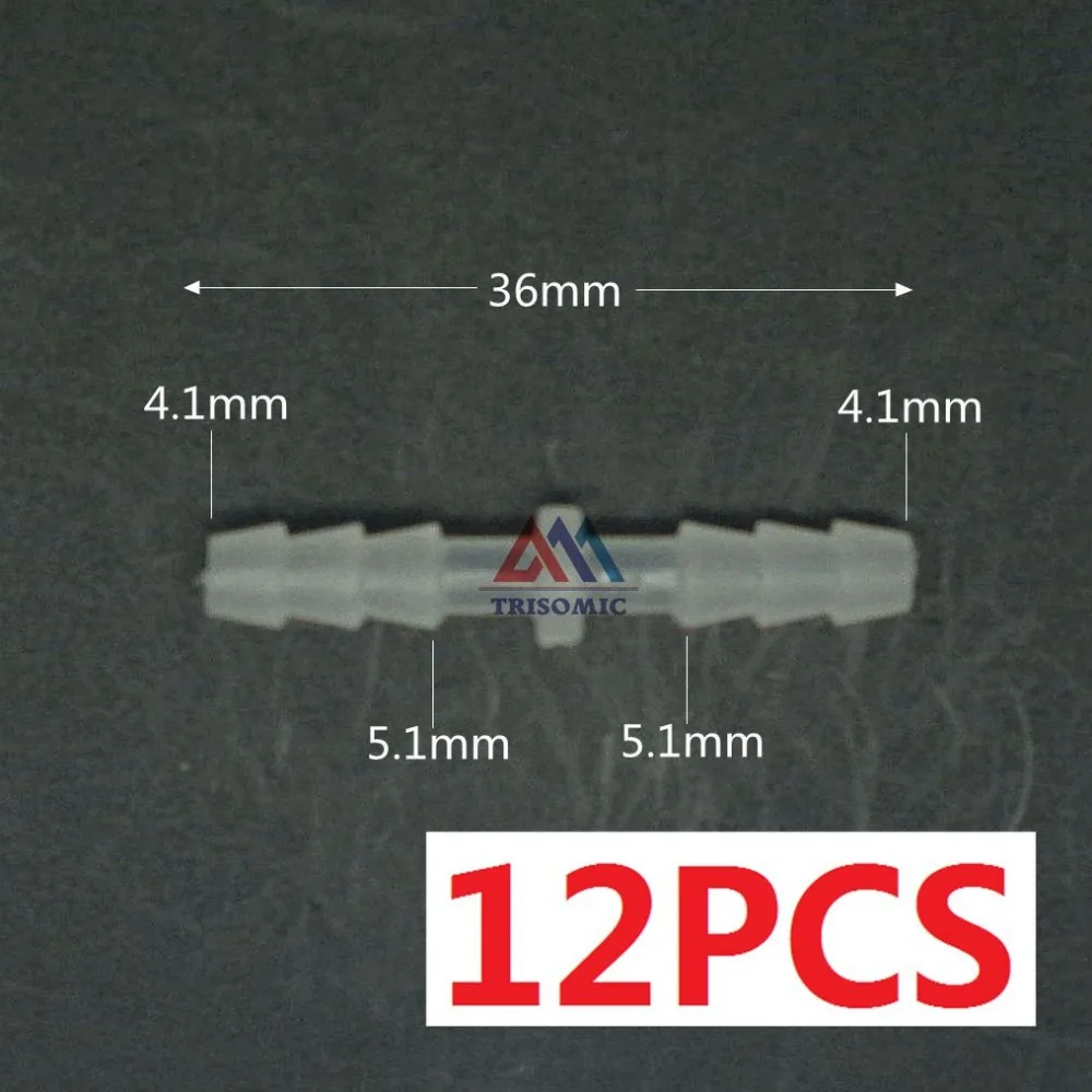 

12 pieces 4.1mm Straight Connector Plastic Fitting Barbed Connector PP Hose PVC Tube Joiner Fitting Aquarium Tank