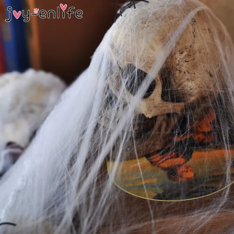 JOY-ENLIFE Halloween Scary Party Scene Props White Stretchy Cobweb Spider Web Horror Halloween Decoration For Bar Haunted House