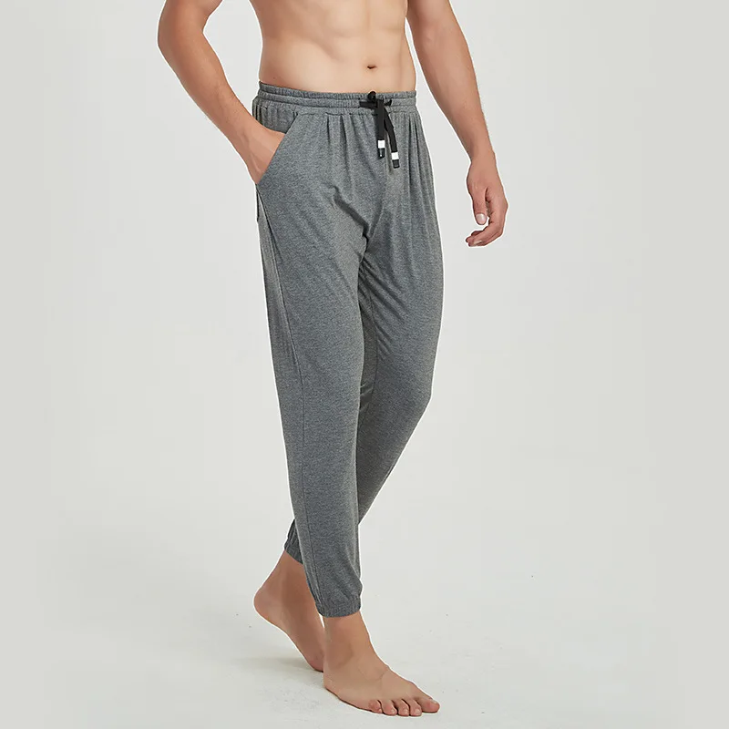 Spring Summer Fall Thin Soft Modal Cotton Lounge Pants Nightwear Mens Pajamas Loose Breathable Elastic Home Men Sleep Bottoms