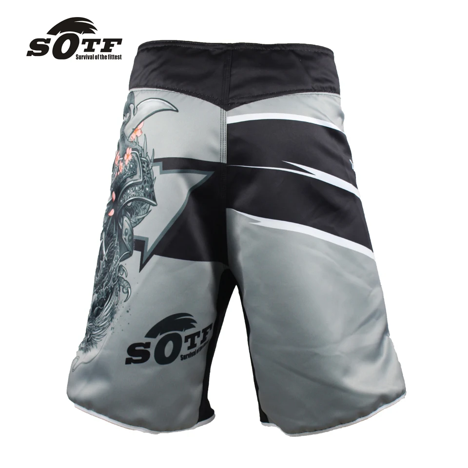 SOTF men\'s Japanese warrior gray sports fitness angle pants Tiger Muay Thai boxing shorts mma short kickboxing  boxeo pretorian