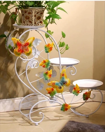 Europe type multilayer, wrought iron flower wearing white indoor potted frame console pot frame