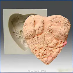 Soap Mold Country Chickens On Farmyard Heart Good Quailty Handmade Soap Molds Aroma Stone Moulds New Arrival 2D Silicone PRZY