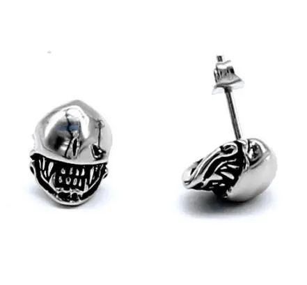 Punk Alien Armor Helmet Stud Skeleton Demon Skull Teeth Fang Steampunk Xenomorph Earring Gothic Jewelry