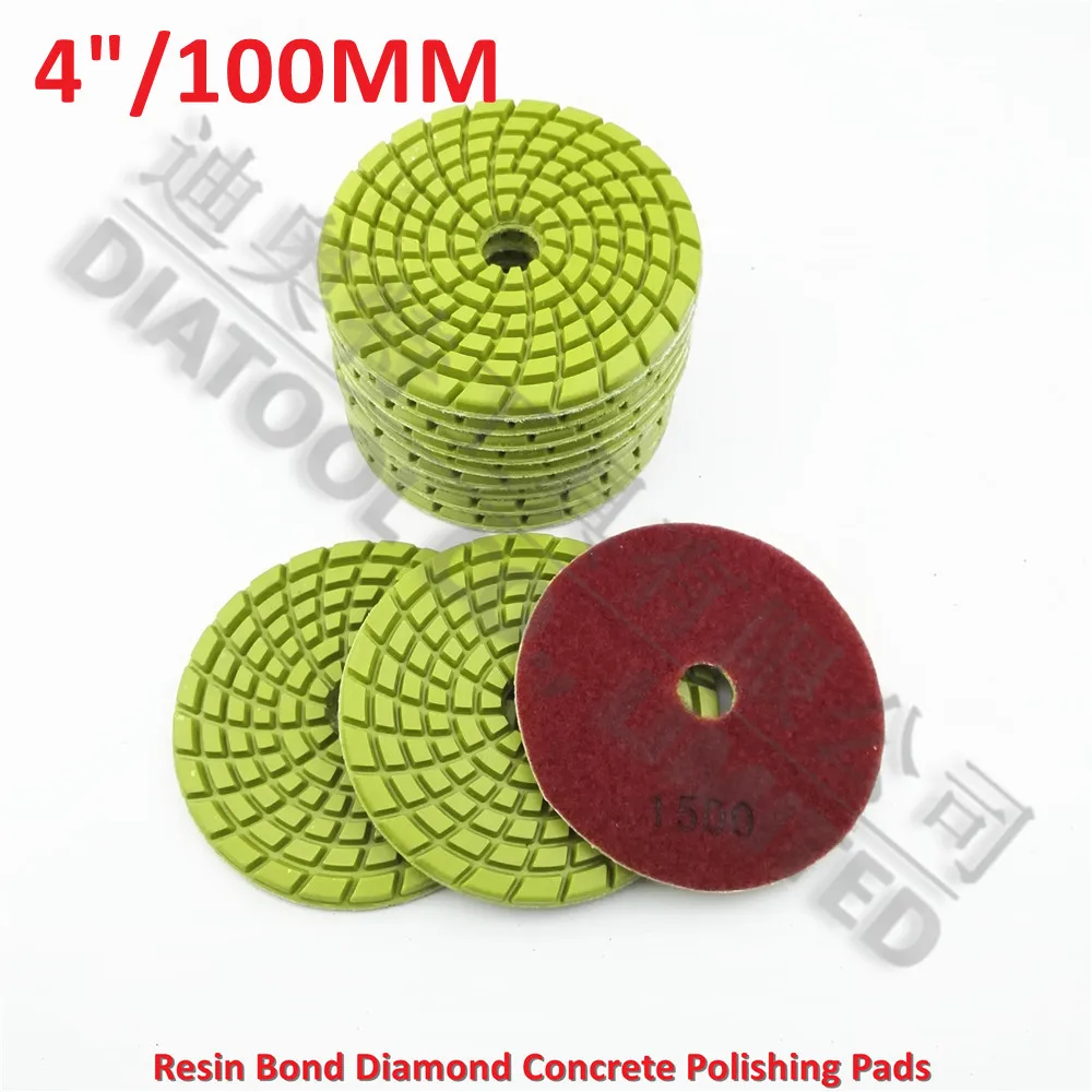 

DIATOOL 12pcs 4inch Diamond Resin Bond Concrete Polishing Pads #1500 Renew Pads Beton Floor Renew Reparing Disk Dia 100mm