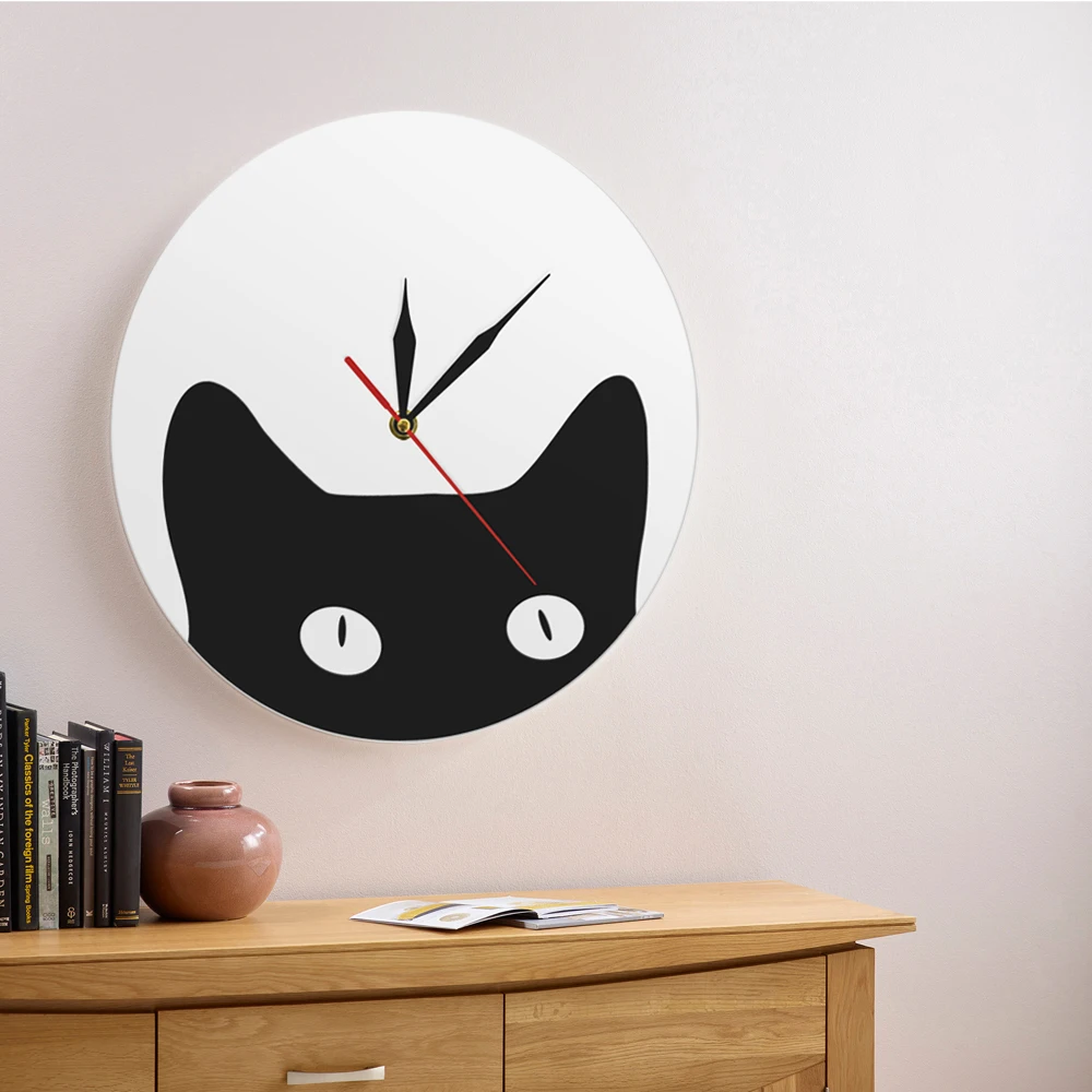 Peeping Cat Wanduhr Acryl Tiere dekorative runde Uhr moderne Uhr Zeitmesser Home Decor Geschenk für Katzenliebhaber