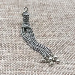 925 Sterling Silver OM Tassel Pendant Charm Om mani padme hum for Necklace