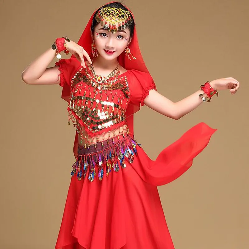 New Children's Belly Dance Clothing Girl Indian Bellydance Performance Suit Kids Dancing Professional Practice Costumes H4590