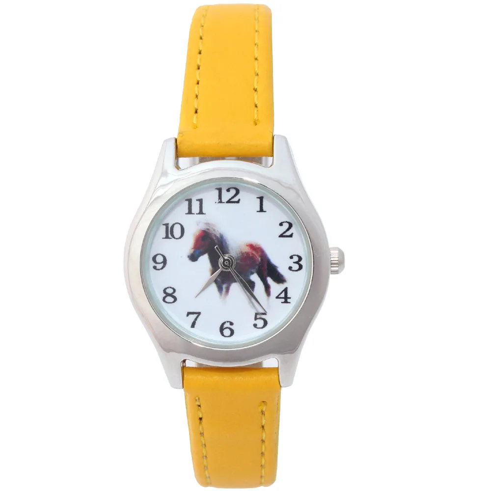 10 Colors Leather Cute Lovely Girl Ladies Women's Watch Children's Gifts Horse Quartz Student Kids Animal Wristwatch Boy Watches