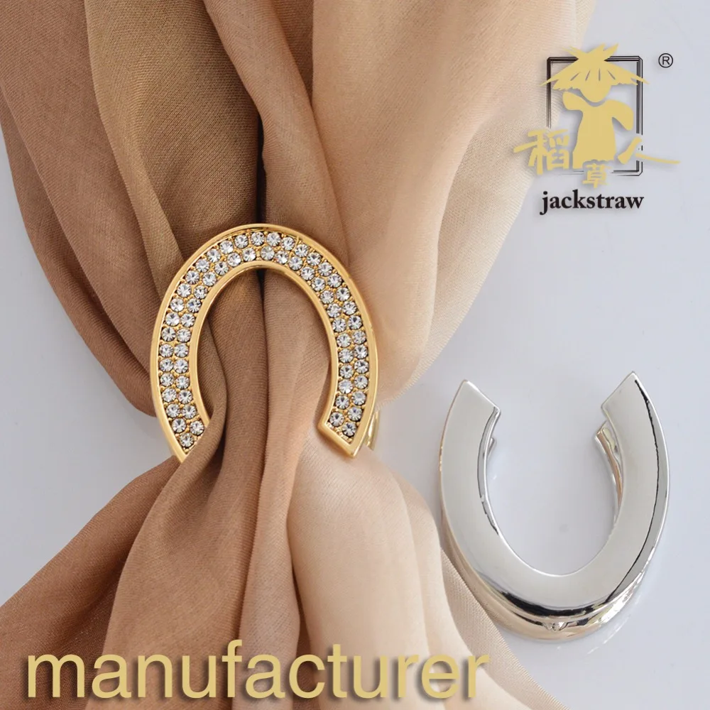 Horseshoe U shape double-layer high quality smooth scarf deduction crystal multi-functional scarf jewelry smooth no hook silk