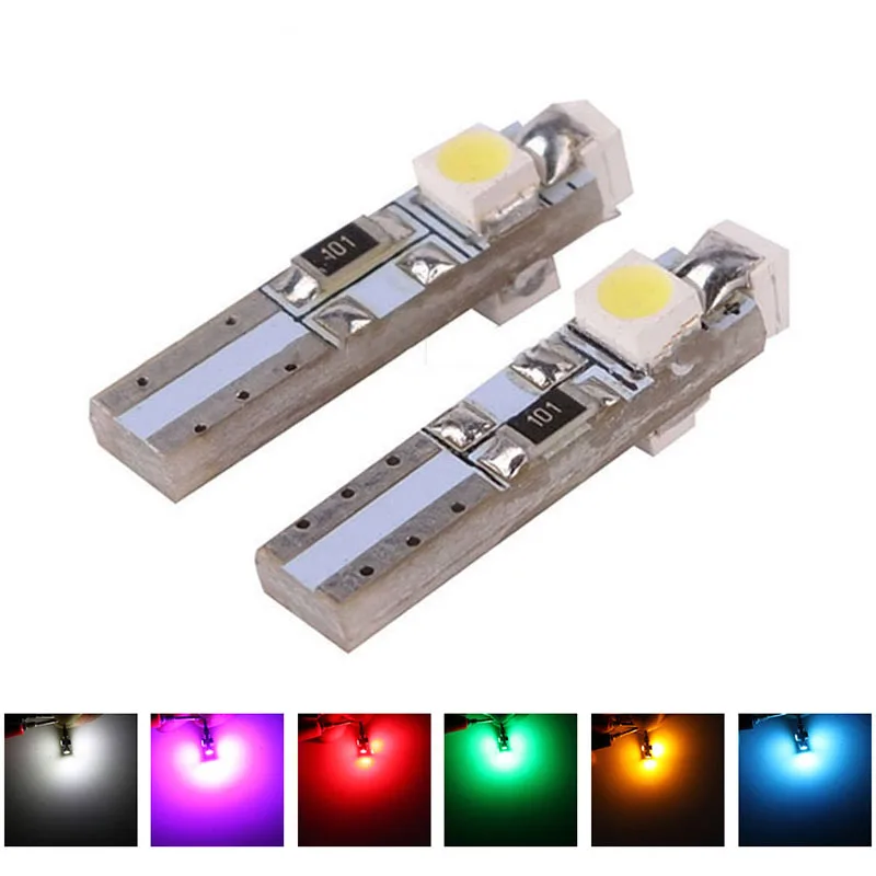 1Pcs Auto LED W2 X 4.6d T5 1210 3 SMD White/Crystal Blue 12V 3528 Car Instrument dashboard warning signal lamp lights bulb.