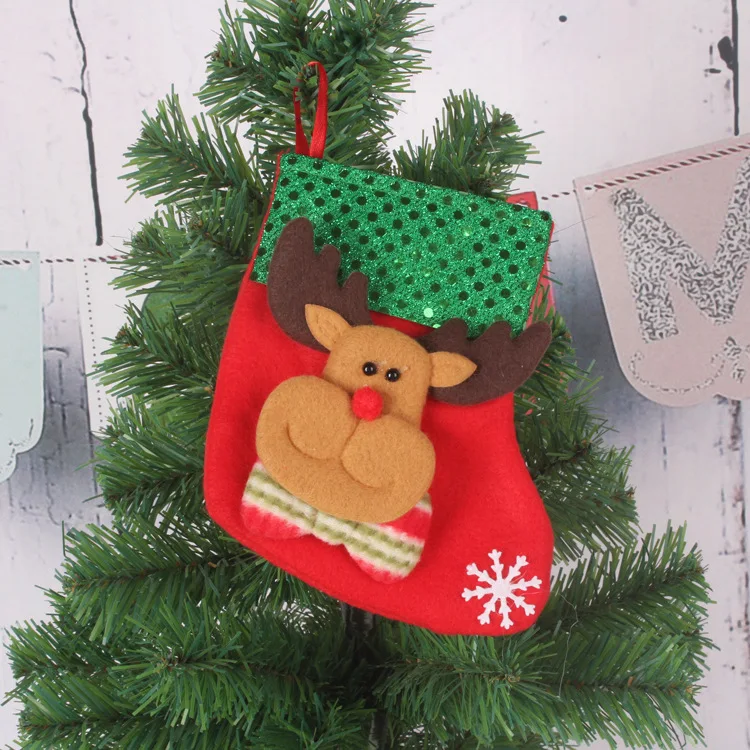 Gifts Sacks Candy Bags Cartoon Stockings Christmas Tree Decor Santa Claus Snowman Deer Bear lin4345