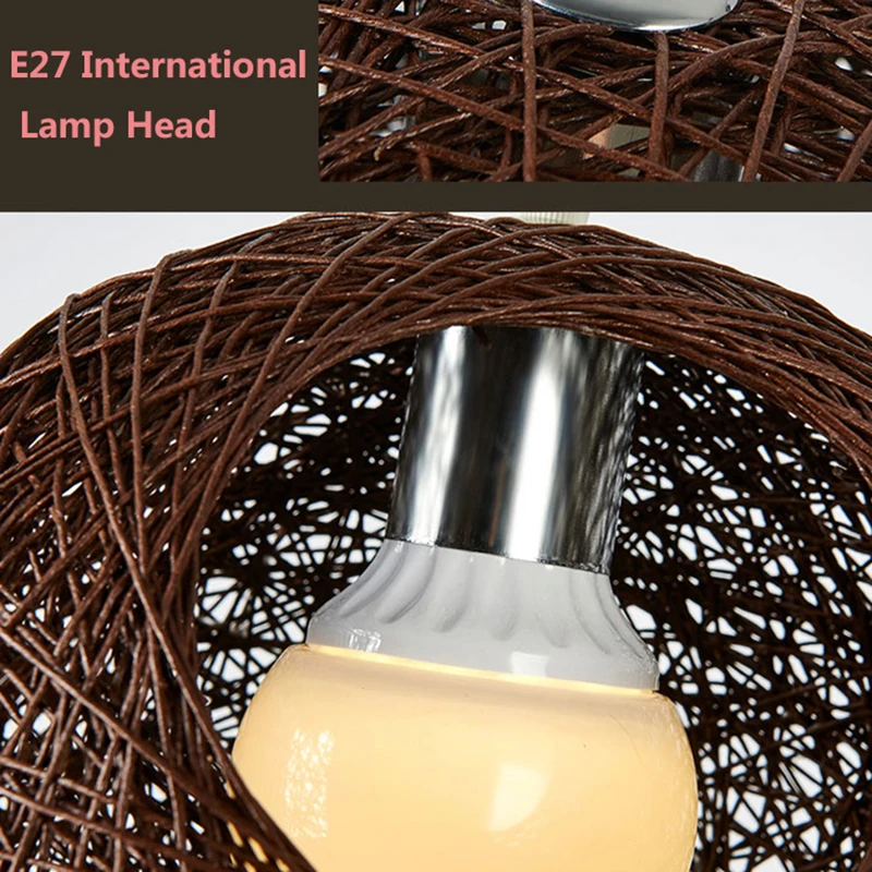 Vintage Wicker Pendant Light E27 Bulb Dinning Room Sitting Room Industrial Loft Nordic Classical Indoor Lighting  Pendant Lamp