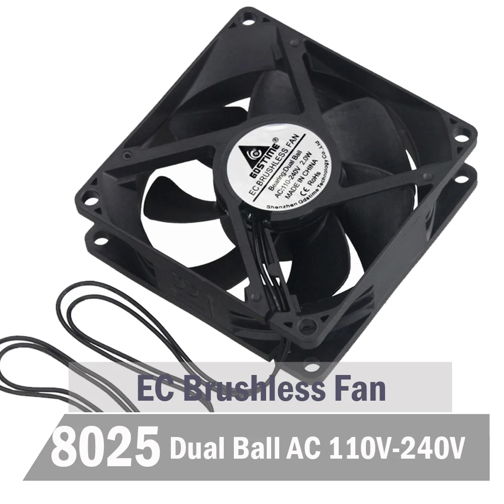 

5Pcs Gdstime 80mm 8CM 8025 EC Fan Ball Bearing AC 110V 115V 120V 220V 240V EC Brushless Cooler Fan Axial Fan