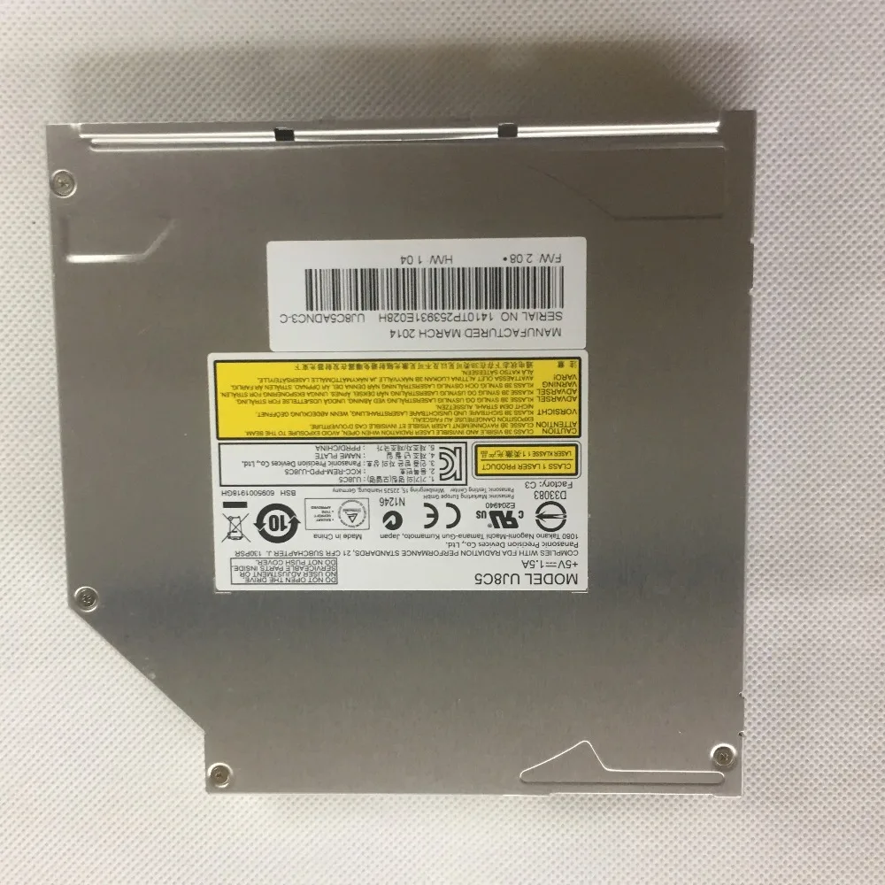 Original 12.7mm UJ8C5 UJ-8C5 Laptop SATA Slot Load DVD RW Burner Drive is used in Compatible and all brands of notebook