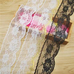 Polyester Black Lace Trim, White Fabric, Sewing Accessories, Cloth, Wedding Dress Decoration Ribbon, Craft Supplies, 50Y, L730,