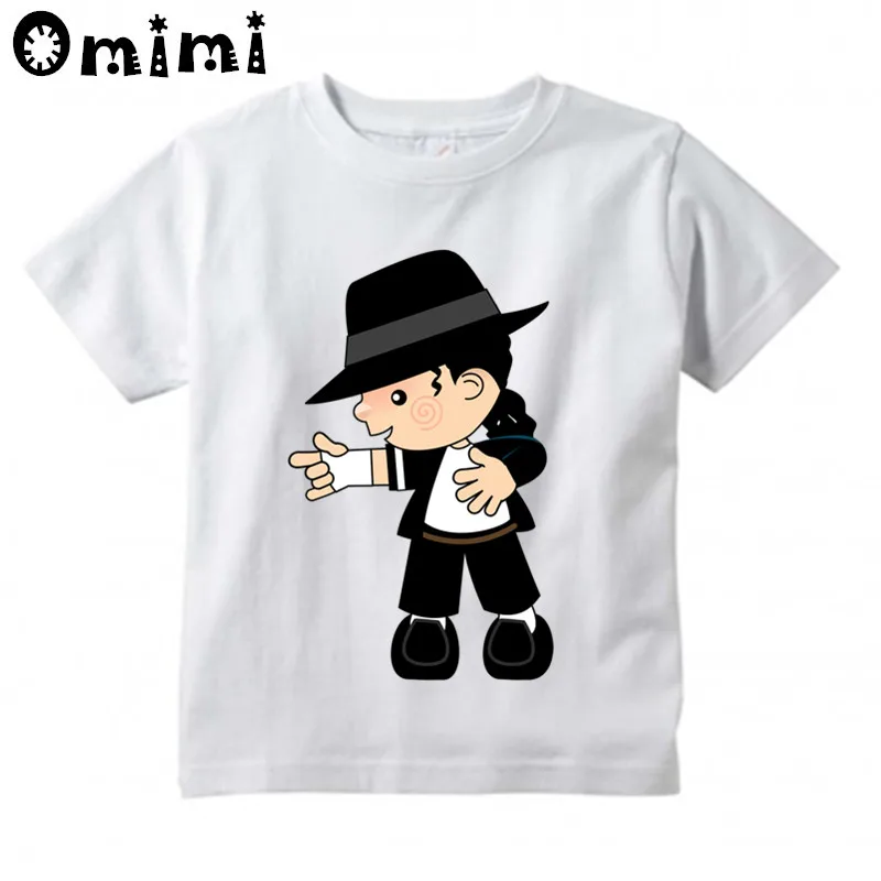 Children Rock N Roll Star Michael Jackson Bad Cartoon Printed T-Shirt Kids Music Tops Boys/Girls Fashion T Shirt, ooo5144