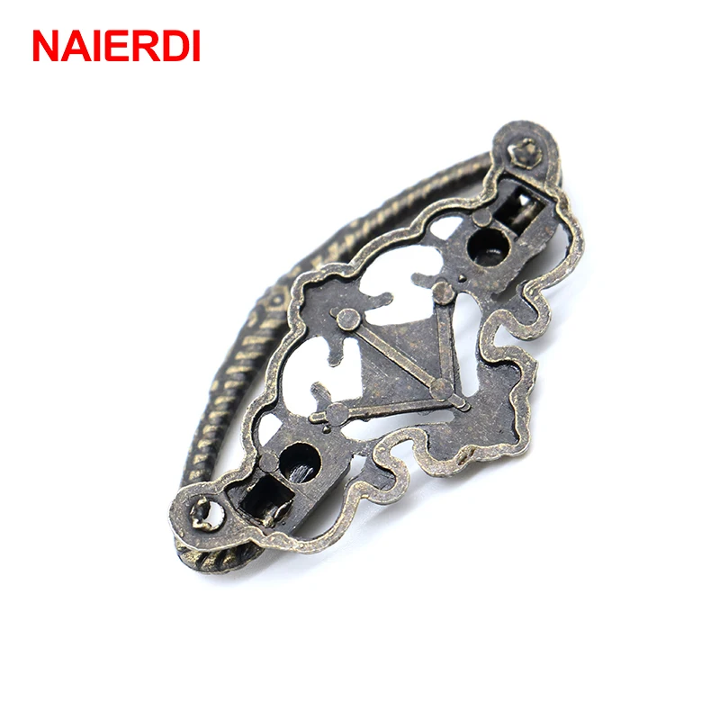 NAIERDI 48mm x 25mm Bronze Cabinet Knobs Drawer Handles Cupboard Pulls Jewellery Box Handle With Screws For Furniture Hardware