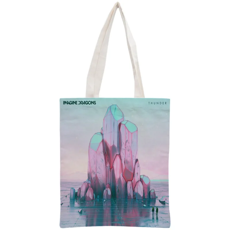 Custom Imagine Dragons Tote Bag Reusable Handbag Women Shoulder Foldable 30*35cm Canvas Shopping Bags Drop Shipping