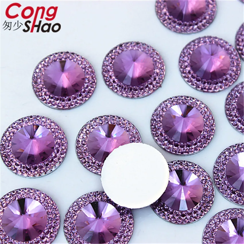 Cong Shao 100PCS 20mm Round Shape Resin Rhinestone Flatback Beads Strass Crystal Stones For Clothes Decoration Craft DIY CS442