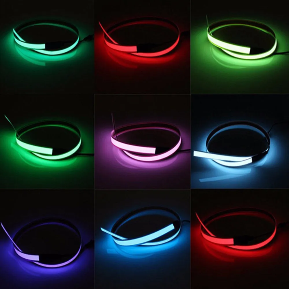 2aa 3V battery  5V USB or dc12v 5color Neon Light Glow EL Wire Rope tape Cable Strip LED cold Light Cap Car decorate ribbon lamp