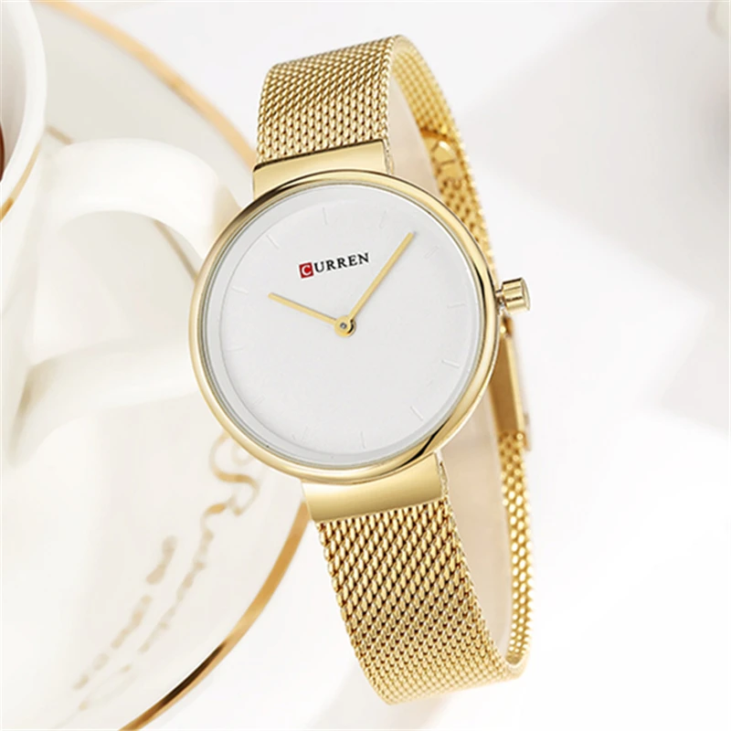 CURREN Hot Fashion Ladies Bracelet Waches Full Stainless Steel Mesh Wrist Watch For Women Female Quartz Clock Montre femme 9016