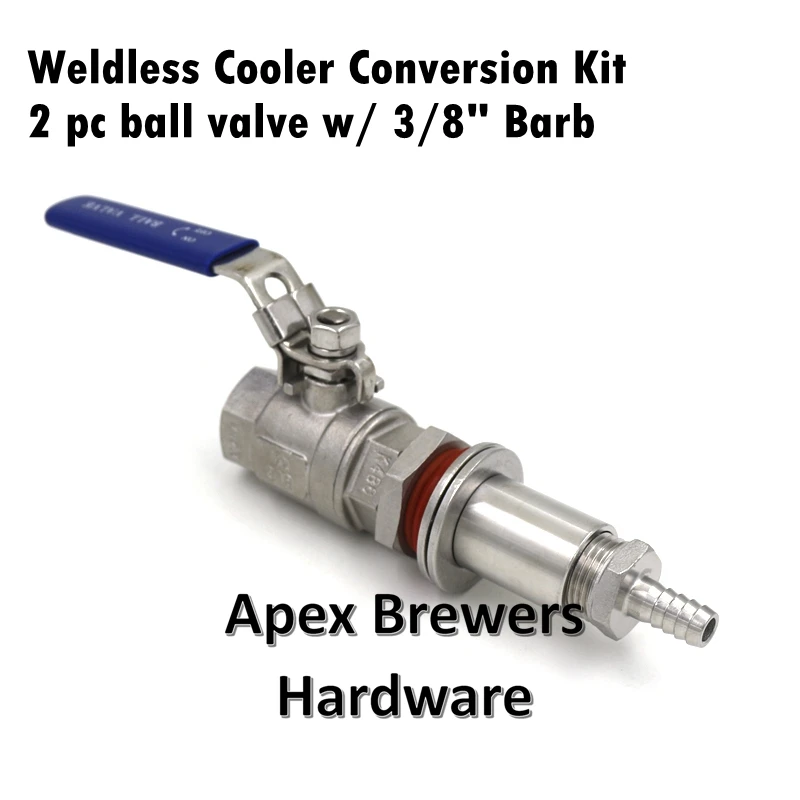 

Weldless Cooler Valve Kit w/ 3/8"barb, 1/2"NPT, All Grain Equipment, Brewer Hardware