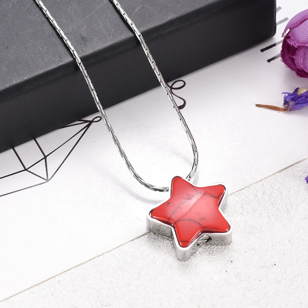 Star Charm Necklace Stainless Steel Urn Pendant Ash Holder Charm for Loved One Keepsake Jewelry  for Family Member