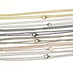 10pcs Black Rose Gold Silver Metal Chains Necklaces for Pendant Charms Lobster Clasp DIY Jewelry Making Necklace Chain Bulk 60cm