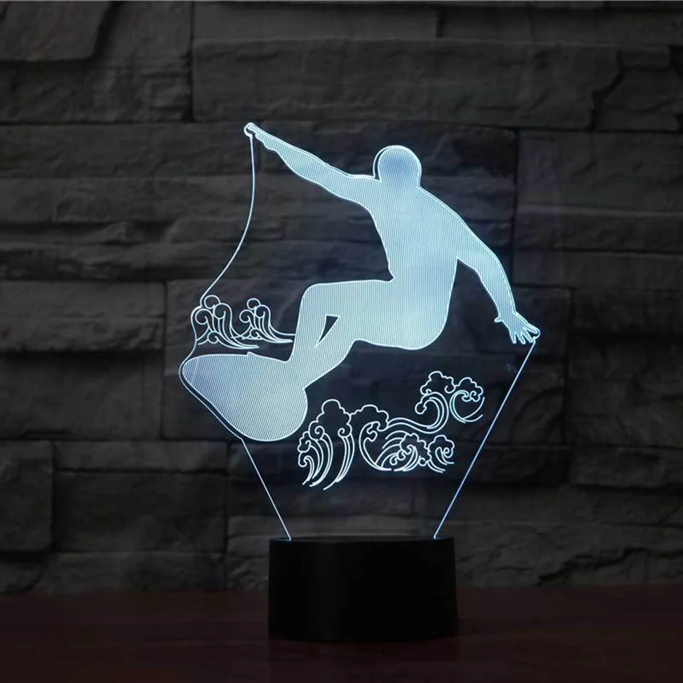 Surfing 3d Lamp Color Change Sensor Sport 3d Night Light Home Beed Room Atmosphere Best Child Gift Led Lighting