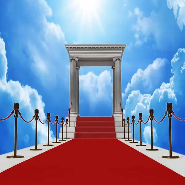 

10x10ft Clouds Sky Red Carpet Stones Door Wedding Seamless Washable Wrinkle Free Photo Background Backdrop Polyester Fabric