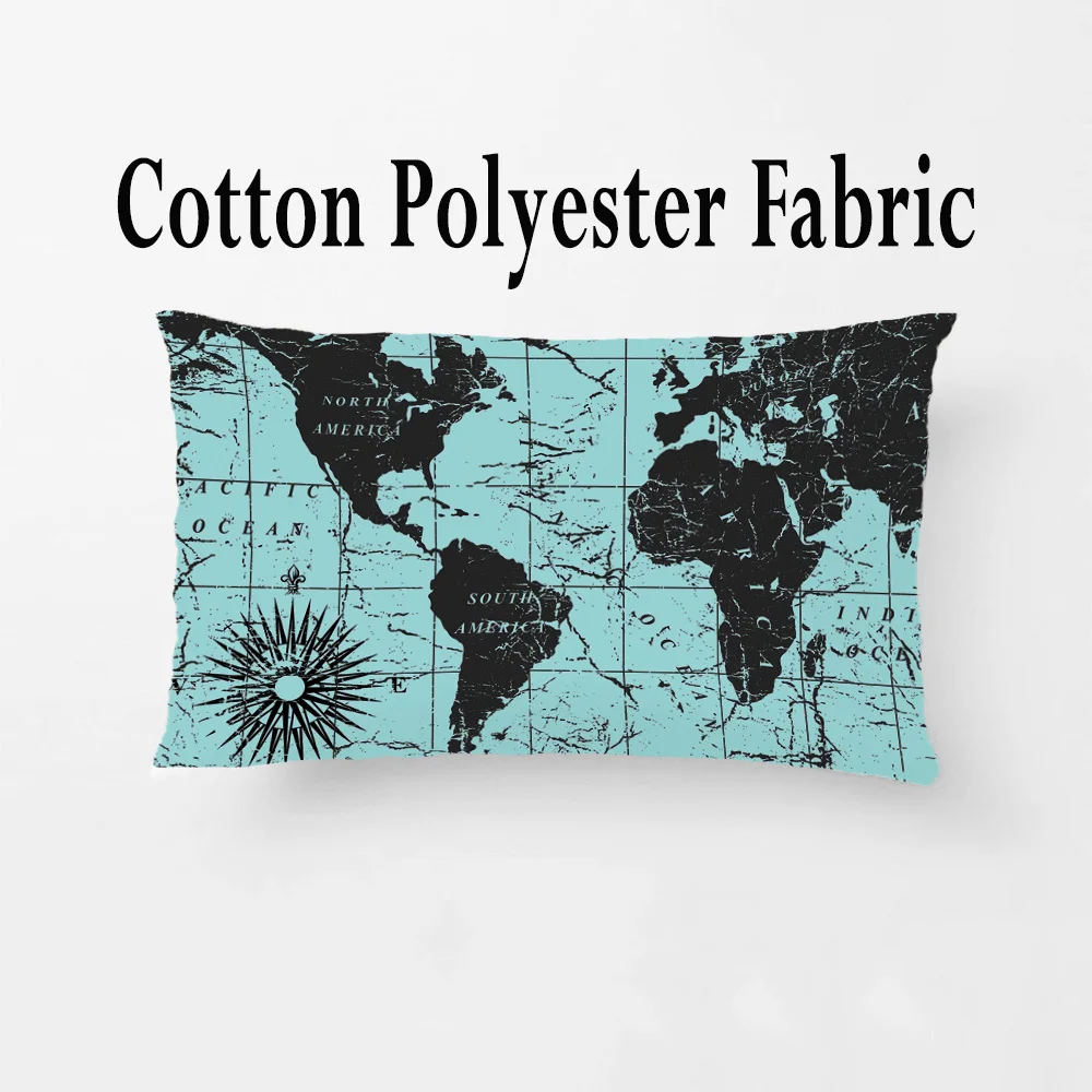 World Map Designs Pillowcases Decorative Pillow Case For Bedding Room Seat Cotton Linen & Cotton Polyester Pillowcase