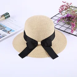 2019 new summer sun cap women straw hat with bow visor fashion hat