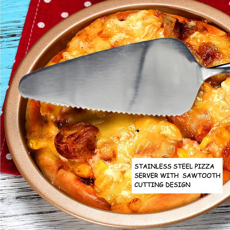 WALFOS Stainless Steel Serrated Edge Cake Server Blade Cutter Pie Pizza Cake Cutter Shovel Kitchen Baking Pastry Spatulas