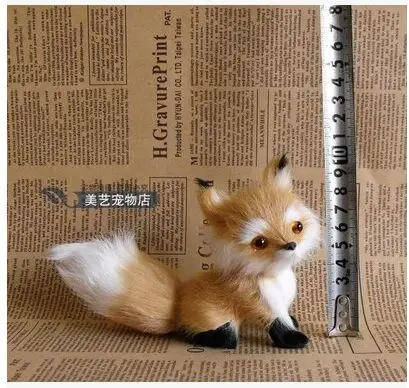 small cute simulation fox toy handicraft lifelike yellow fox baby doll gift about 13x5x11cm