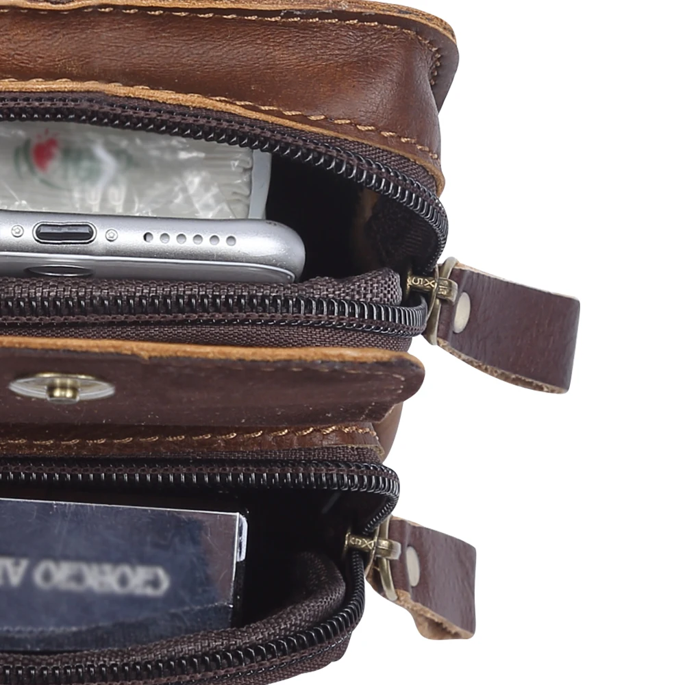 JOYIR Genuine Leather Men Waist Packs Vinatge Waist Bag Men Money Belt Bag Waist Pouch Bum Bag Fanny Pack for Man Male 6371