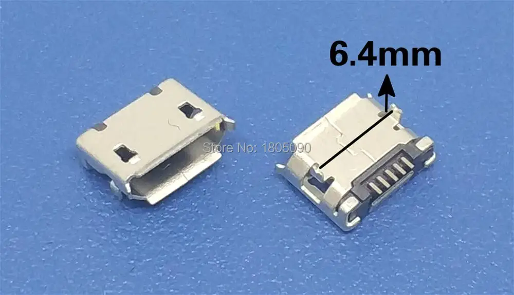 Мини-разъем micro USB 100 шт., 5pin 6,4 мм, Короткая игла, 5P DIP2, порт для передачи данных, зарядный порт, мини-usb разъем для мобильного конца