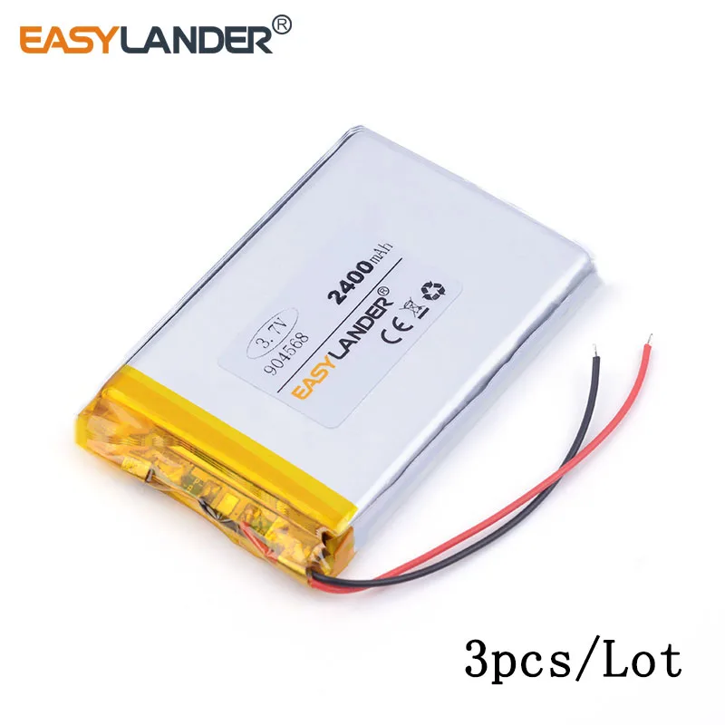 3 teile/los 2400mAH 904568 3,7 v lithium Li ionen polymer akku für modell flugzeug, GPS,mp3,mp4, handy, lautsprecher