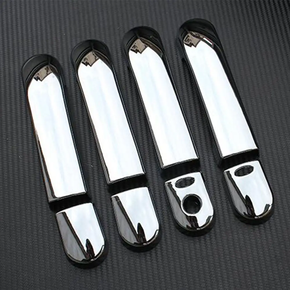 BBQ@FUKA New Car Accessories Fit For Nissan Versa Tiida Latio 2007 2008 2009 2010 2011 Chrome Door Handle Cover Trim+ Smart Hole