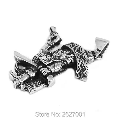 Denmark Bandidos Biker Pendant with Knife And Gun Stainless Steel Punk Motor Biker Skull Men Jewelry Wholesale SWP395