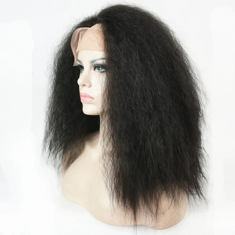 StrongBeauty Lace Front wig Jumbo Afro Wigs Hairpieces kinky Straight Black Synthetic Wig