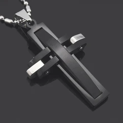 ATGO Black Cross 2019 New HOT SALE Fashion Jewelry Charm chain Women's/Men's Stainless steel Necklaces For Boys And Girls Lover