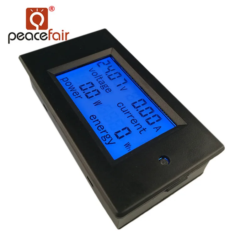 PEACEFAIR DC 6.5-100V 20A 4 IN1 Digital LCD Ammeter Voltmeter Voltage Current Power Energy Car Motorcycle Volt Meter