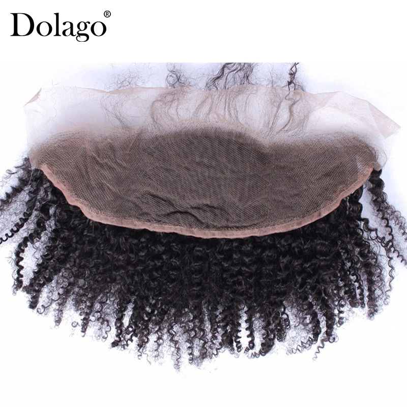 Mongolian Virgin Afro Kinky Curly Weave Human Hair Bundles With Lace Frontal Closure Dolago Products