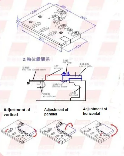 EPT-7056 Chính Xác EDM Vises Ba Trục Có Thể Điều Chỉnh, SUS440 Thép Không Gỉ Góc Phó Jig Dụng Cụ EDM Dây Cắt