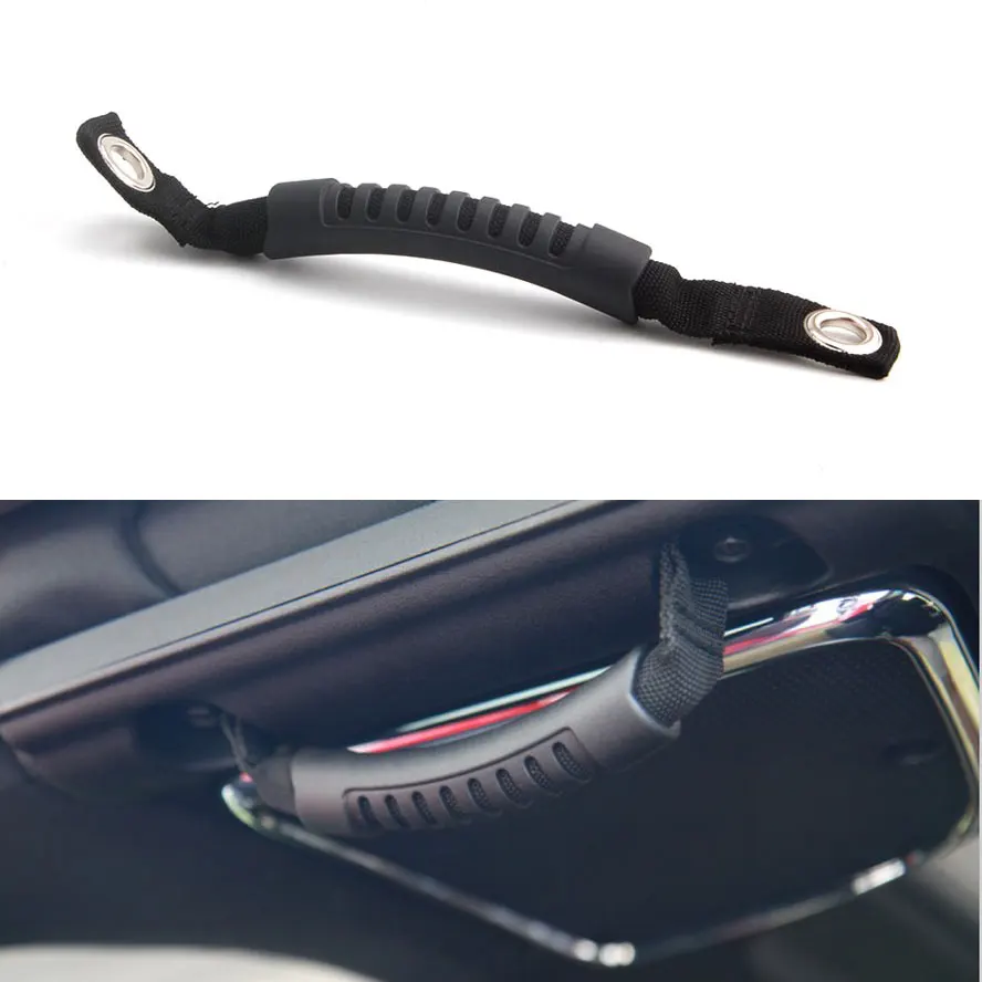 2pcs Black Rear Side Car Roof Roll Bar Side Handle Grab Straps Thin Holder For 2007-2015 Jeep Wrangler Off Road Car styling