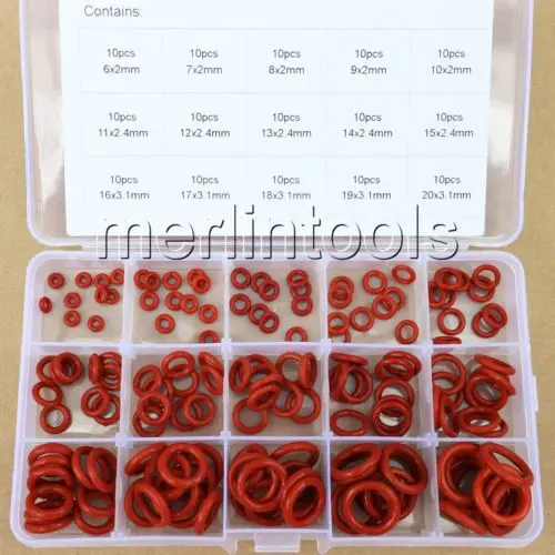 

2/2.4/3.1mm Section OD from 6mm to 20mm Silicone O-Ring gaskets set