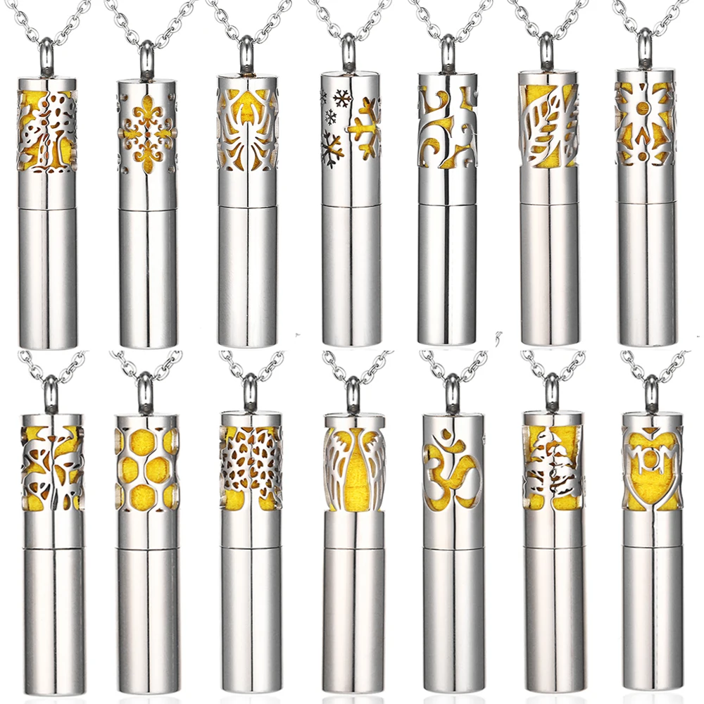 Diffuser Necklace Essential Oil Container Pendant Necklace 316L Stainless Steel Aromatherapy Locket Felt Pads Perfume Men Women