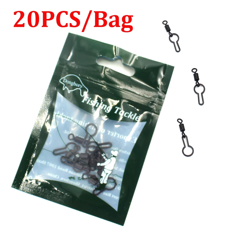 20Pcs PVA Mesh Bag Clips Connector Fishing Rig Rolling Swivel Snap Clip Fishing PVA Clip Swivel Rig Ring Carp Tackle Accessories